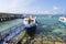 Boracay, Malay, Aklan, Philippines - A Small ferry boat docked at Boracay Jetty port