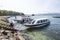 Boracay, Malay, Aklan, Philippines - Small ferry boats docked at Boracay Jetty port