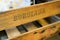 Bordeaux ancient text sign on wooden wine crate old vintage for bottles