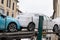 Bordeaux , Aquitaine / France - 02 21 2020 : renault new sell car truck trailer modern carrier transporter logistics covered