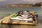 Bordeaux , Aquitaine / France - 03 03 2020 : Sea-Doo Personal Watercraft jet skis parked on pier floating watercraft pontoon Sea