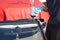 Bordeaux , Aquitaine / France - 04 26 2020 : carglass mechanics man changing broken sticks windshield windscreen replacement of