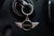 Bordeaux , Aquitaine / France - 07 10 2020 : MINI car logo sign on silver keychain in black interior
