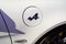 Bordeaux , Aquitaine / France - 10 15 2019 : a Alpine A110 logo sports car detail white sign body Renault racing