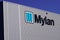 Bordeaux , Aquitaine / France - 10 17 2019 : mylan sign logo building global generic specialty pharmaceuticals factory company