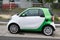 Bordeaux , Aquitaine / France - 10 23 2019 : Electric Smart Car white and green parked street