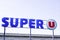 Bordeaux , Aquitaine / France - 10 25 2019 : Super U supermarket sign logo store on market shop building