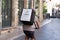 Bordeaux , Aquitaine / France - 11 13 2019 : Uber eats bike delivery man backpack cycle Order deliver from restaurant