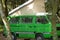 Bordeaux , Aquitaine / France - 11 18 2019 : volkswagen campervan motorhome camping car van fourgon combi camper vintage green
