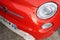 Bordeaux , Aquitaine / France - 11 19 2019 : Electric 500 Fiat 500e headlight front vintage modern electric red italian car