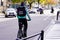 Bordeaux , Aquitaine / France - 11 20 2019 : Uber eats bike delivery man backpack Ubereats cycle Order deliver from city