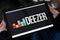 Bordeaux , Aquitaine / France - 12 04 2019 : Deezer logo sign screen tablet Music streaming app music Internet