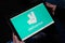 Bordeaux , Aquitaine / France - 12 04 2019 : Deliveroo application logo sign screen tablet online takeaway delivery service