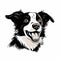 Border Collie Dog Portrait Vector In Woodcut-inspired Style