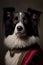 Border Collie dog wearing military army uniform, service dog, creative headshot portrait. Generative AI