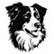 Border Collie Head Design: Detailed Black And White Film Style