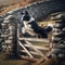 Border collie leaps over wooden farm gate