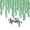Border frame branch leaves. Hello spring. Hand drawn calligraphy and brush pen lettering. design for holiday greeting card and inv