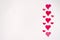 Border of hearts on a white background. Feast of love Valentine`s Day