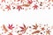 Border made of autumn leaves, dried flowers and pine cones on white background. Flat lay, top view, copy space.