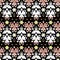 Border seamless geometric floral vector pattern in beige, yellow, white and black