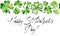 Border for St. Patrick`s Day. Holiday card with watercolor clover on white