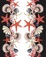 Border with starfishes, shells and rope. Vector trende print.