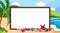 Border template with ocean and beach in background