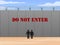 Border wall between United States and Mexico with do not enter sign in English vector illustration