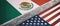 Border wall between US of America and Mexico flags. 3d illustration