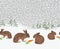 Border winter landscape forest with snow and rabbits christmas theme seamless natural background vintage vector illustration edit