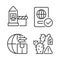 Borders control measures linear icons set