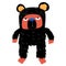 Bored bear with black wool and red face cartoon character