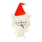 bored polar bear retro cartoon of a wearing santa hat