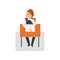 Bored Student Sitting at Desk in Classroom, Schoolboy Studying at School, College Vector Illustration