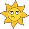 Bored sun emoticon outline illustration