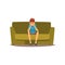 Bored young man sitting on the couch vector Illustration