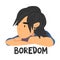 Boredom Teen Problem, Depressed Teenager in Stressful Situation Vector Illustration