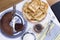 Borek and chocolate cake served at a party