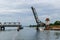 Boren, Germany - September 07, 2021: The Lindaunis Bridge is a bascule bridge crossing the Schlei, an inlet of the Baltic Sea in