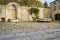 Borgo Adorno castle backyard. Color image