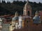 Borgo di San Terenzo in the municipality of Lerici. Church with bell tower at sunset