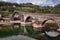 Borgo a Mozzano, Lucca, Tuscany, Italy: the medieval Ponte della Maddalena, known as Bridge of the Devil, which crosses the