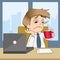 Boring businessman drink coffee in office