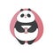 Boring cute panda with donut cartoon style. Vector hand drawn illustration.