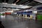 Borispol, Ukraine - June 23, 2020: Boryspil International Airport Terminal D. Reception. Empty airport building due to coronavirus