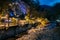 Borjomi, Samtskhe-Javakheti, Georgia. Night View Of Borjomula Mountain River Passing Through City