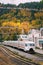 Borjomi, Samtskhe-Javakheti, Georgia. Suburban Electric Train Near Borjomi Railway Station In Autumn Day