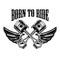 Born to ride. Emblem template with winged pistons. Design element for logo, label, sign, poster, t shirt.