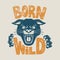Born wild. Illustration of head of panther on grunge background. Design element for poster, card, banner, flyer, t shirt